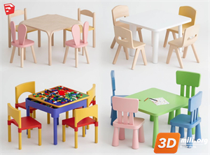 Kid's table and chairs Skp Files 